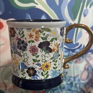 ORLY MAISON Floral Ceramic Mug with Gold Handle